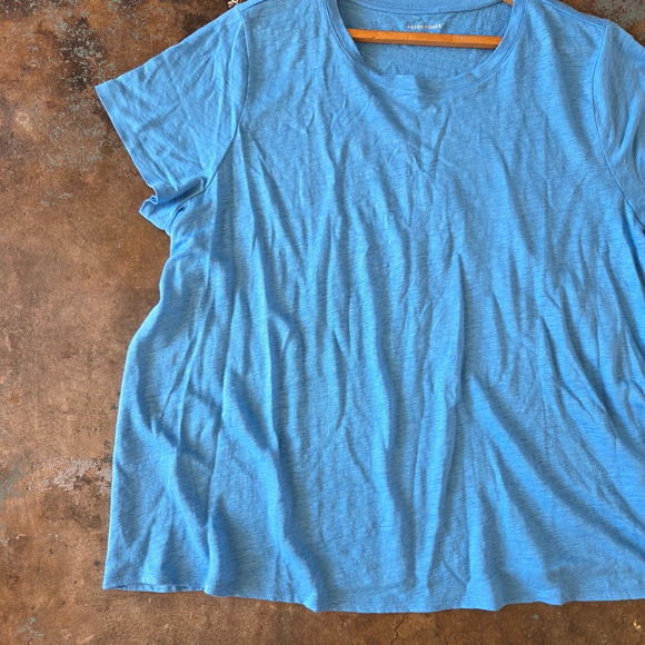Eileen Fisher 100% Linen Short Sleeve T Shirt Top Plus Size 1X Blue Classic - Picture 4 of 7